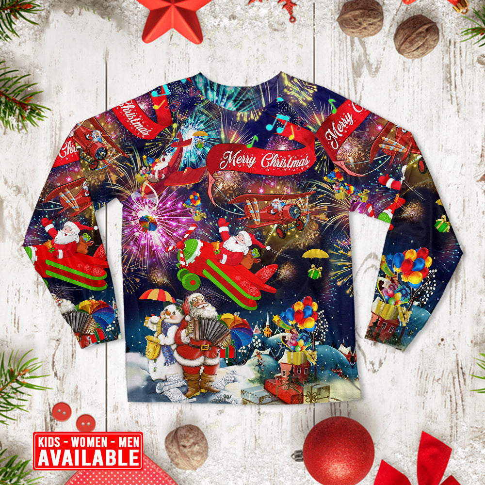 Santa Spreading Christmas Joy Long Sleeve Pajamas Set For Festive Sleepovers And Family Photos