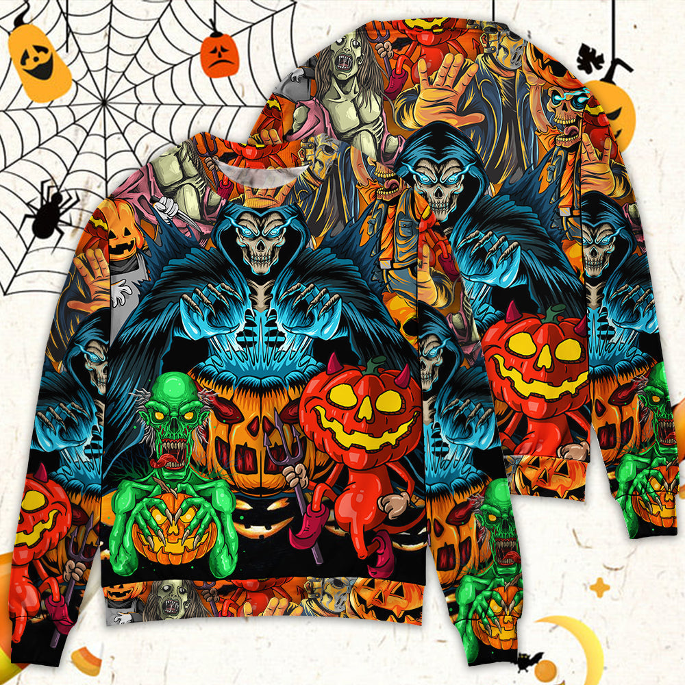 Halloween Skull Pumpkin Dark Sweater For Alternative Fashion Events And Thoughtful Seasonal Gifts