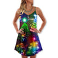 Christmas Merry Happy Always V-Neck Sleeveless Cami Dress For Sunny Getaways And Thoughtful Gifting