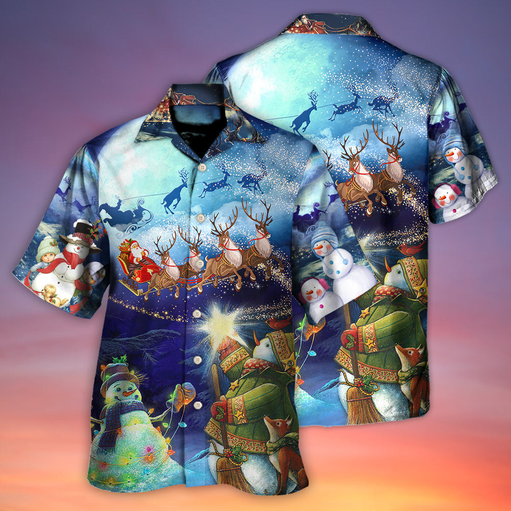 Red Snowman Christmas Nosed Reindeer Light Hawaiian Shirt For Beach Parties And Weekend Getaways