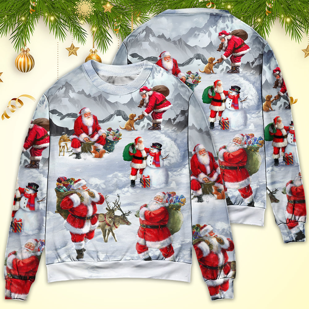 Christmas Santa Snow Mountain Sweater For Family Gatherings Winter Travel And Everyday Seasonal Comfort