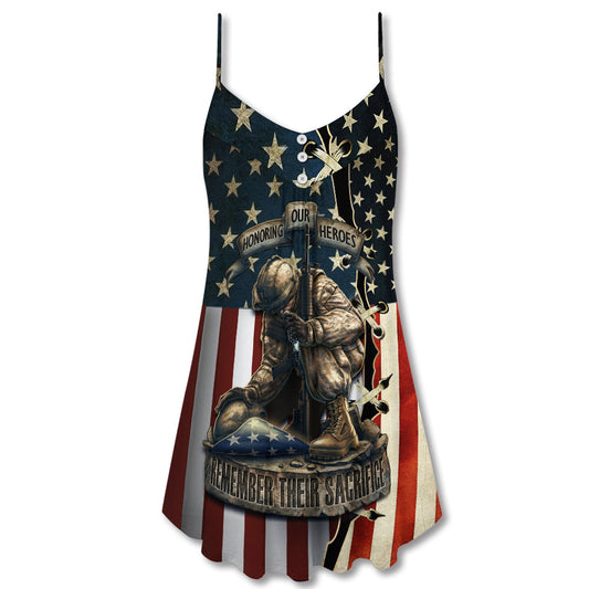 Honoring Our Heroes Tribute – Women's Summer Sleeveless V-Neck Camisole Dress