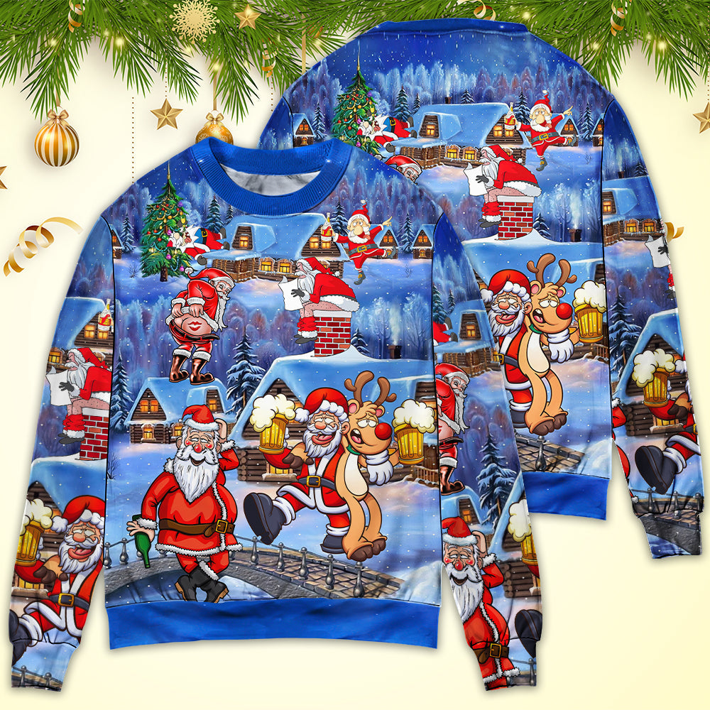 Christmas Santa Drunk Beer Troll Cheerful Sweater For Winter Parties Seasonal Adventures And Relaxed Everyday Styling