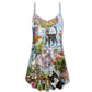 Cat Loves Home And V-Neck Sleeveless Cami Dress For Vacations Outdoor Events And Cheerful Casual Fashion