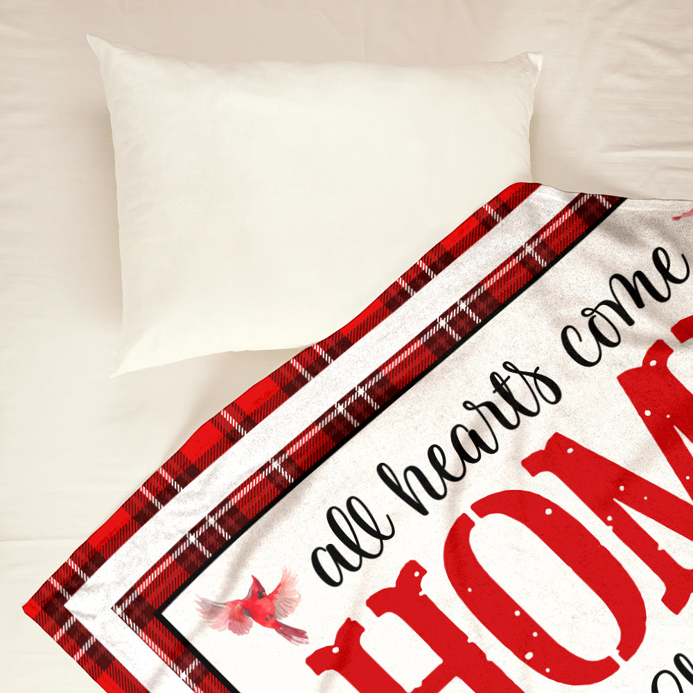 Cardinal Red Truck Christmas Flannel Blanket For Cozy Bedroom Sofa Decor