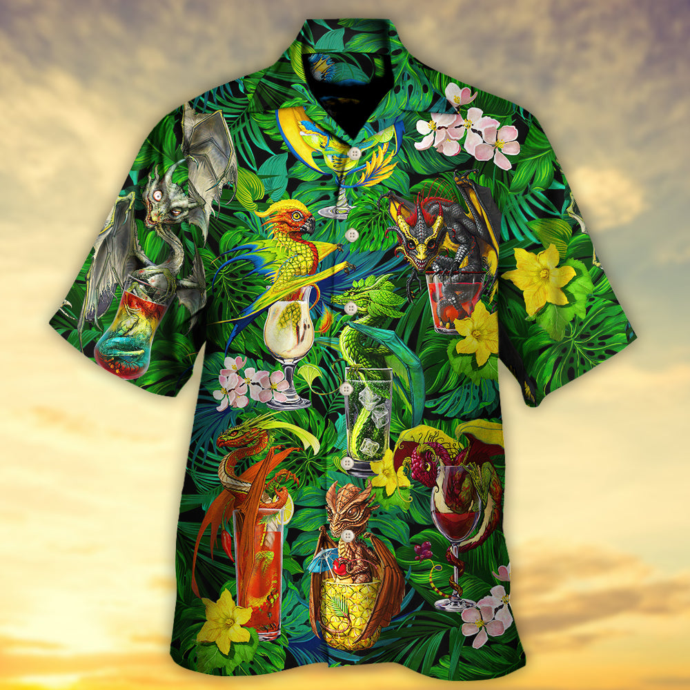 Tropical Dragon Cocktail Summer Hawaiian Shirt Artwork View For Weekend Travel And Beach Style