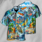 Bohemian Vintage Surf Skull Hawaiian Shirt Pattern View For Relaxed Warm Weather Outfits