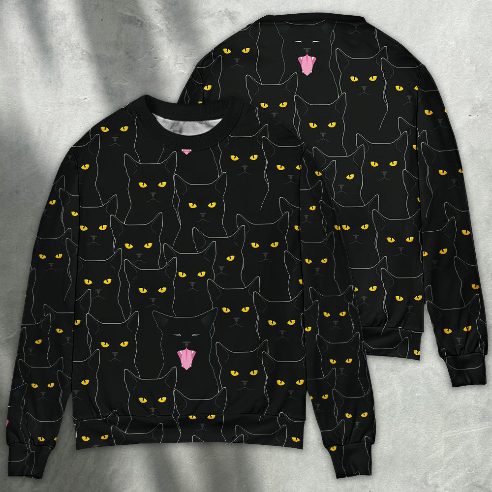 Black Cat Looking At You Sweater For Playful Everyday Outfits Travel And Comfortable Daily Wear