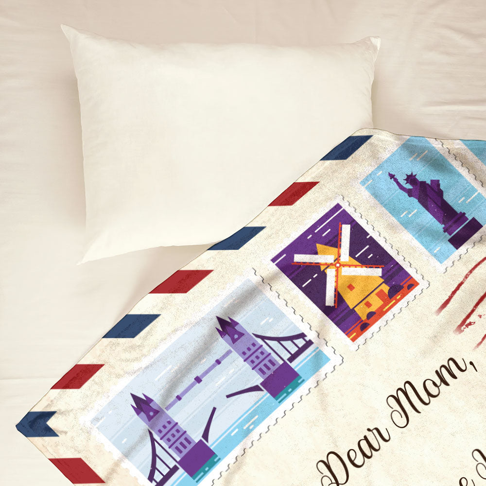 Dear Mom Love Letter Flannel Blanket For Cozy Bedroom Sofa Decor