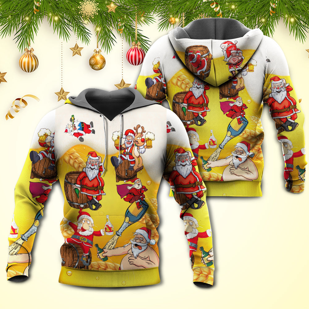 Funny Christmas Santa Beer Hoodie For Christmas Events Holiday Travel And Comfortable Casual Outfits