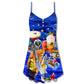 Christmas Celebration Happiness Party V-Neck Sleeveless Cami Dress For Festive Events And Casual Summer Styling