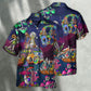 Bohemian Vintage Peace Party Moon Hawaiian Shirt Design Detail For Beach Days And Holiday Travel