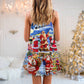 Santa Snow Night Merry Christmas V-Neck Sleeveless Cami Dress For Summer Events And Comfortable Everyday Style