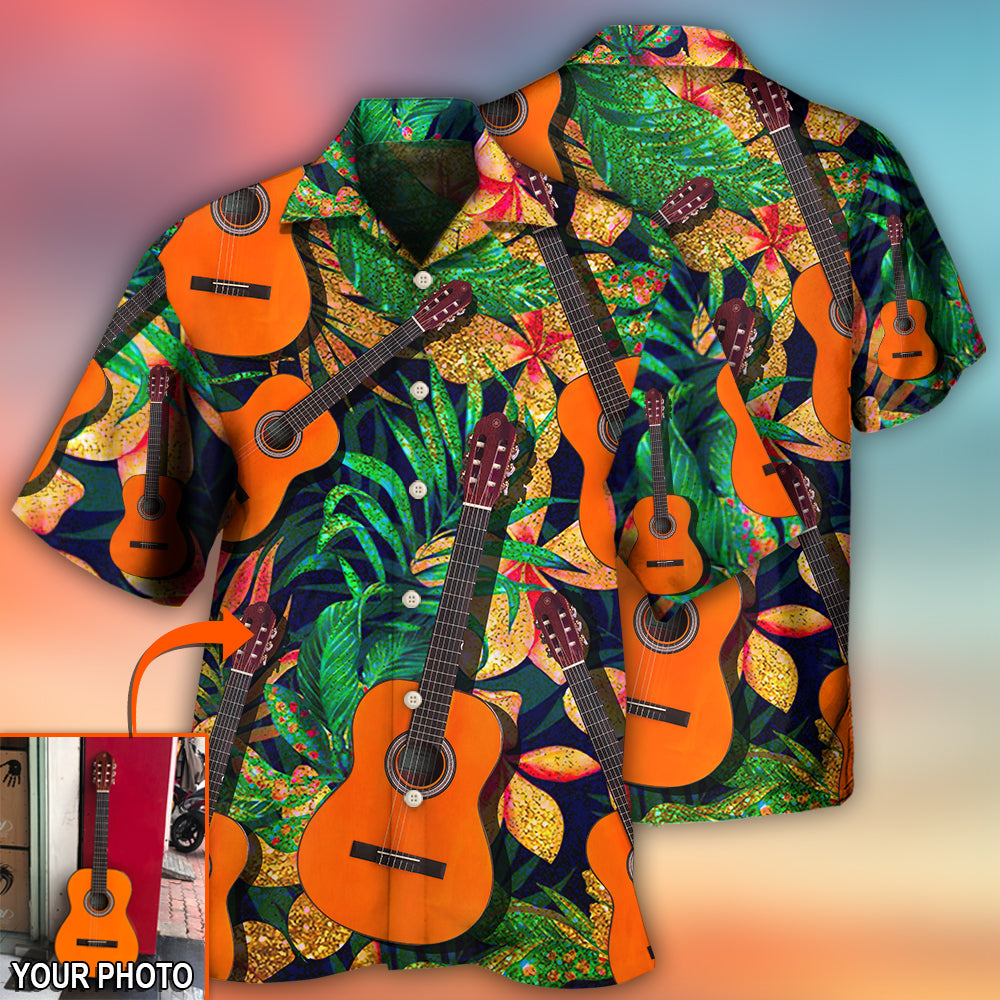 Tropical Guitar Various Custom Photo Hawaiian Shirt Pattern View For Relaxed Warm Weather Outfits