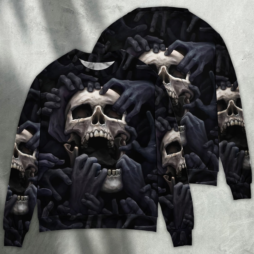 Dark Screaming Skull Fantasy Sweater For Halloween Events Weekend Outings And Creative Gift Giving