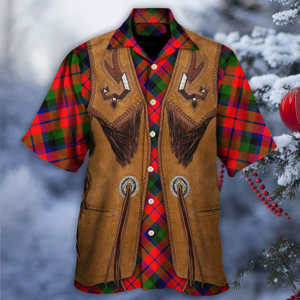 Vintage Christmas Santa Fringe Leather Suede Vest Hawaiian Shirt Design View For Casual Summer Styling