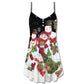 Cute Snowman Cardinal V-Neck Sleeveless Cami Dress For Holiday Parties And Relaxed Vacation Wear