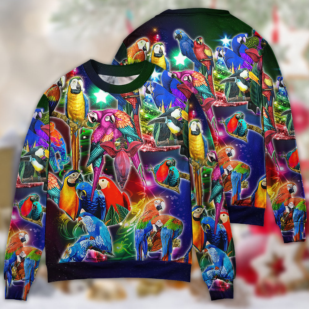 Parrot Tropical Merry Christmas Sweater For Seasonal Parties Cozy Gatherings And Thoughtful Holiday Gifts