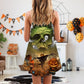 Halloween Crazy Pumpkin Ghost V-Neck Sleeveless Cami Dress For Spooky Season Events And Relaxed Casual Styling