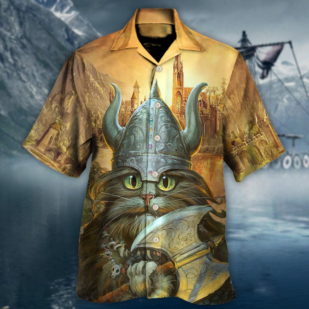 Viking Cat Adventure Purr Pillage Hawaiian Shirt Resort Outfit View For Beach Days