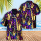Neon Saxophone Music Jazz Hawaiian Shirt Front Pattern View For Coastal Travel
