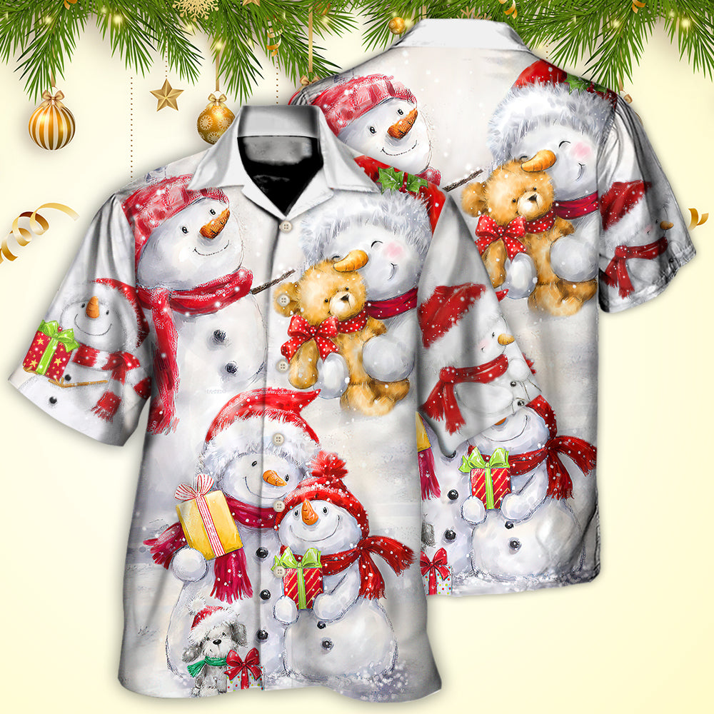 Watercolor Snowman Romantic Christmas Hawaiian Shirt For Coastal Adventures And Warm Weather Wear