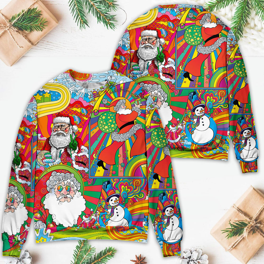 Hippie Santa Merry Xmas Sweater For Seasonal Parties Cozy Gatherings And Thoughtful Holiday Gifts