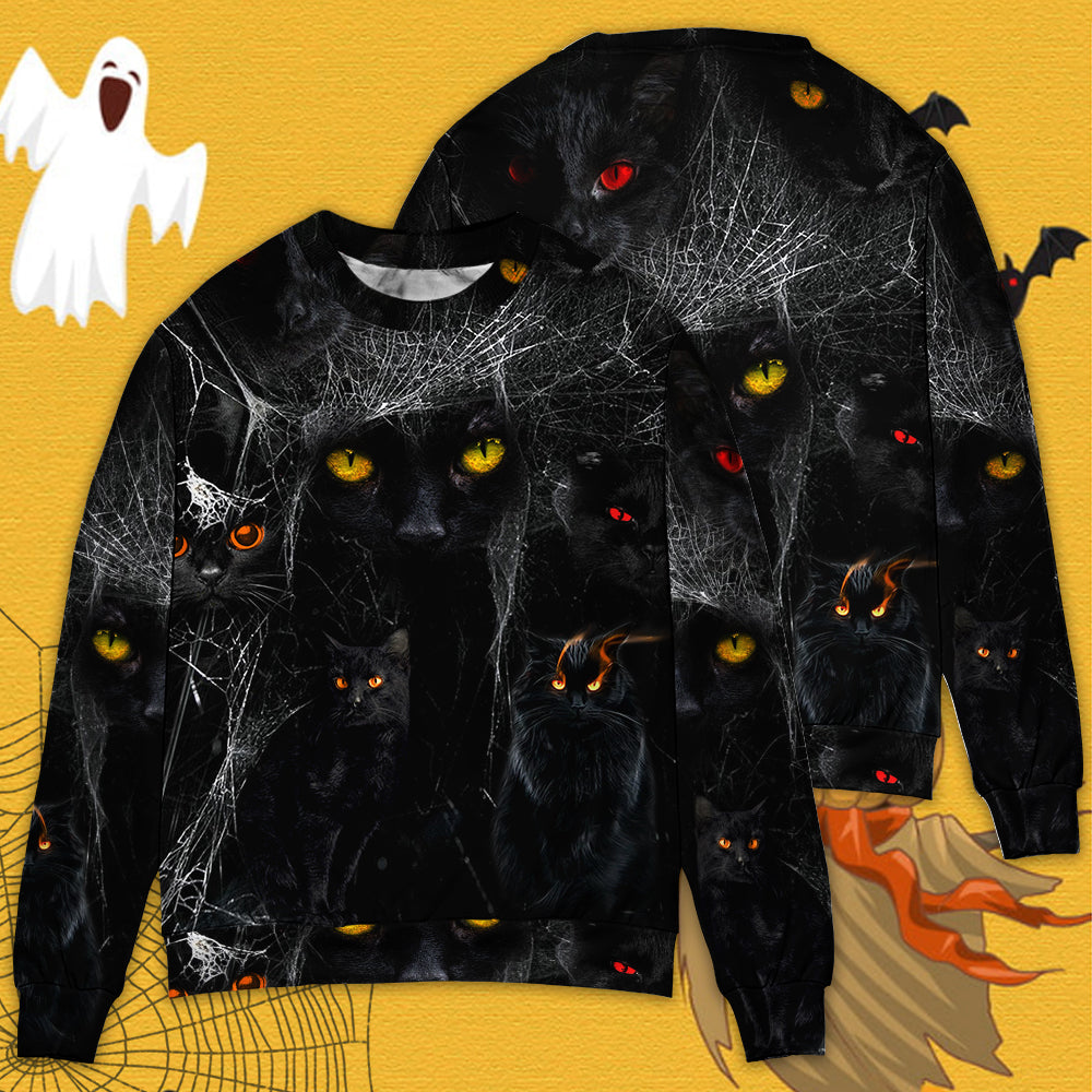 Halloween Black Cat In The Dark Sweater For Bold Streetwear Travel And Relaxed Everyday Styling
