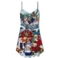 Christmas Santa Love Animals V-Neck Sleeveless Cami Dress For Festivals Travel And Relaxed Casual Summer Wear