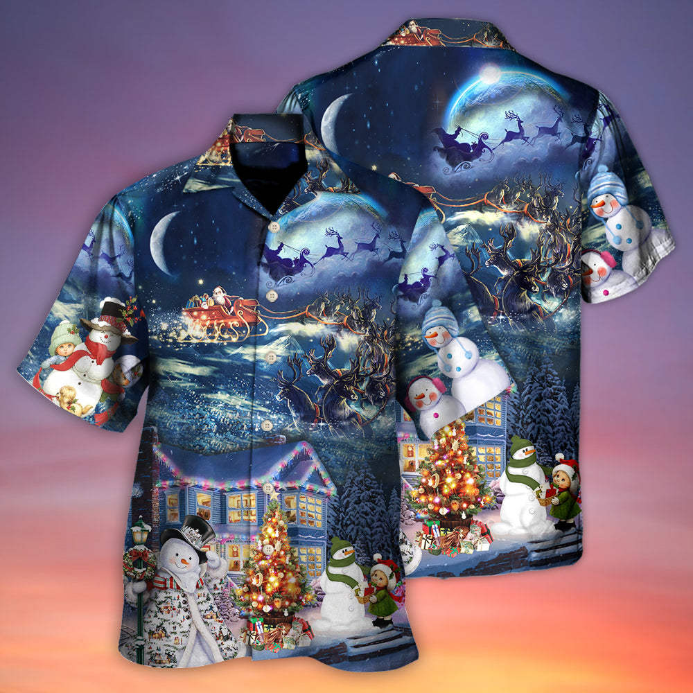 Festive Christmas Family Light Hawaiian Shirt Artwork Detail For Tropical Trips And Casual Outings