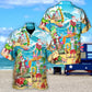 Summer Christmas July Santa Surfing Beach Hawaiian Shirt For Winter Celebrations, Beach Travel, And Relaxed Holiday Wear