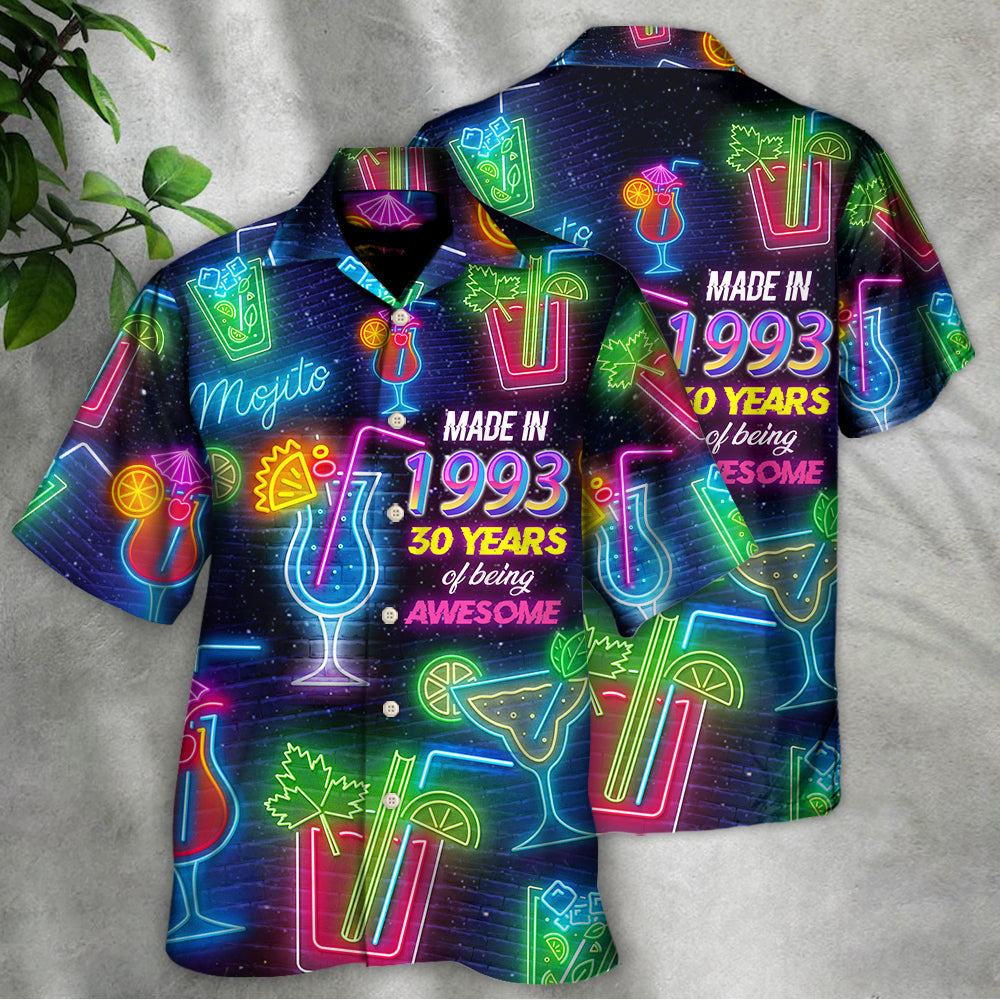 Neon Cocktail Drinking Hawaiian Shirt Design View For Resort Travel And Thoughtful Gifting