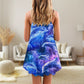 Dolphin Galaxy Neon Glow V-Neck Sleeveless Cami Dress For Mythical Art Lovers And Relaxed Warm Weather Fashion