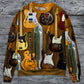 Vintage Guitar Sweater For Rehearsals Weekend Outings And Expressive Casual Styling