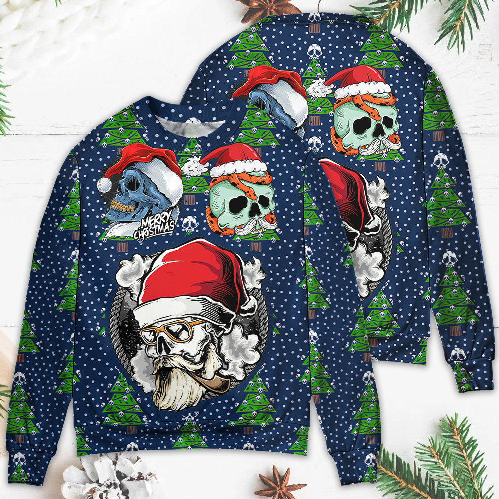 Christmas Skull Santa Hat Snow Sweater For Holiday Parties Family Gatherings And Seasonal Gift Giving