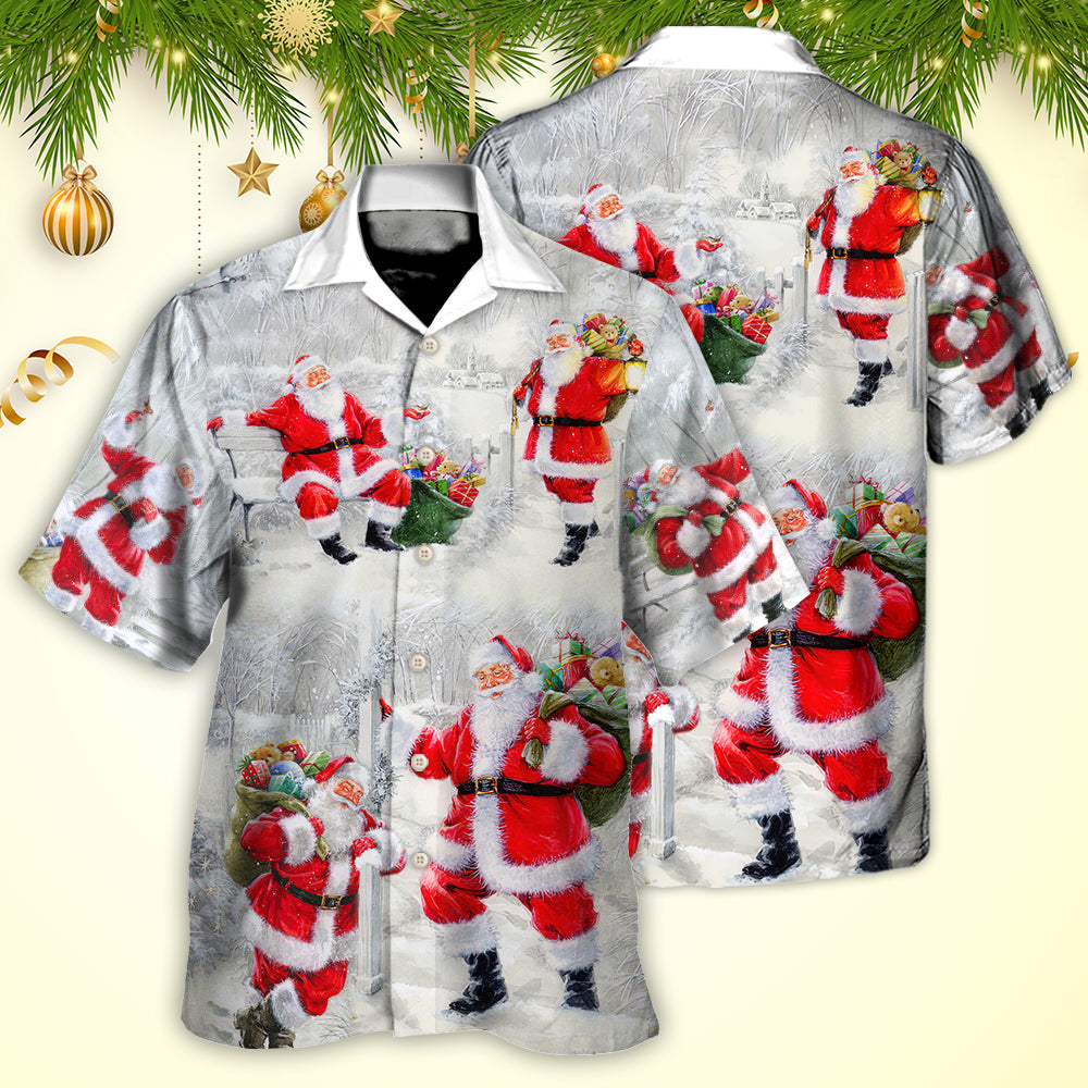 Christmas Santa Hawaiian Shirt Design View For Tropical Vacations