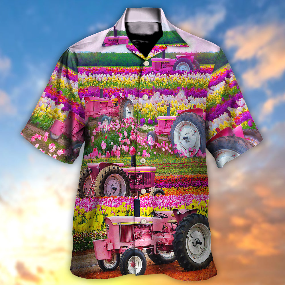 Tractor Rural Landscape Hawaiian Shirt Resort Outfit View For Resort Wear