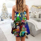 Christmas Skull Love Party V-Neck Sleeveless Cami Dress For Festivals Travel And Relaxed Casual Summer Wear