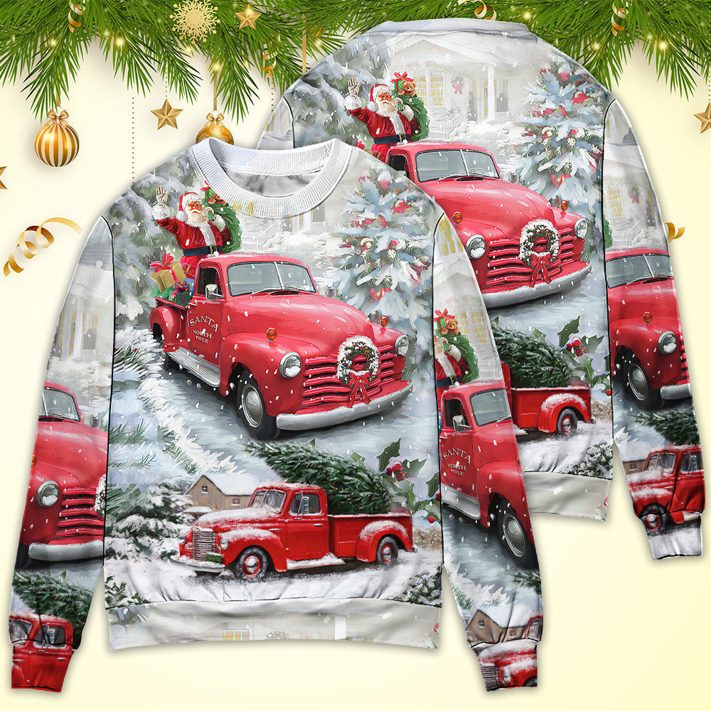 Christmas Santa Red Truck Xmas Is Coming Sweater For Winter Celebrations Family Events And Relaxed Seasonal Styling