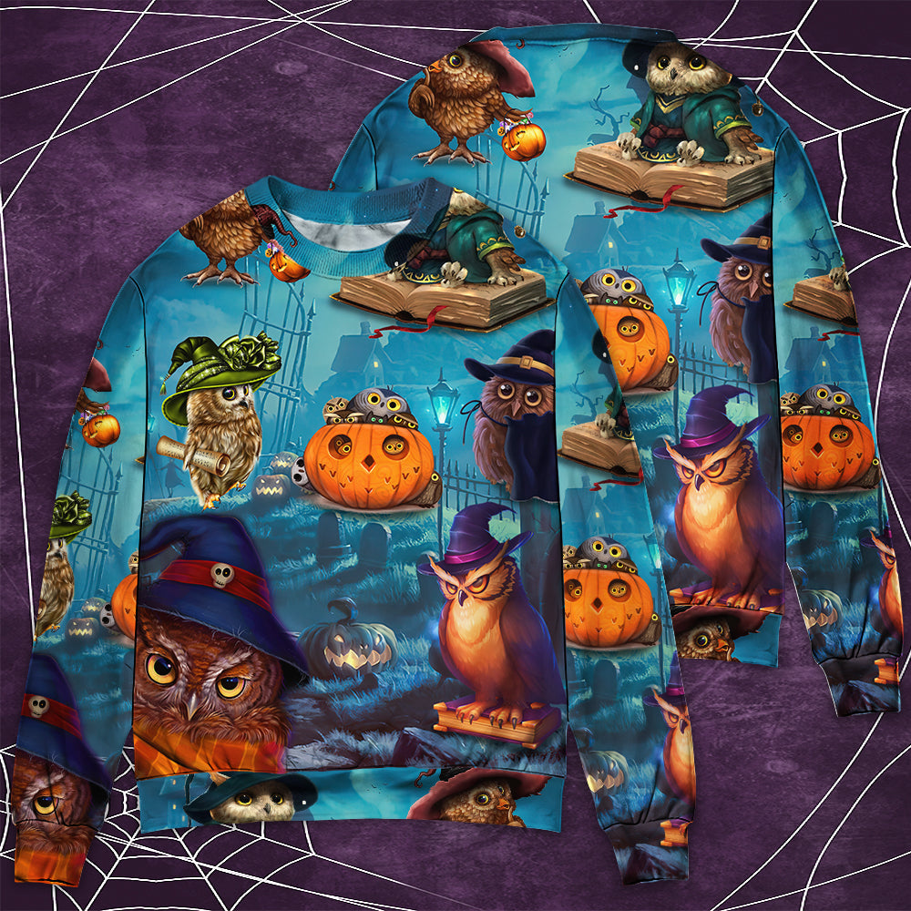 Halloween Owl Witch Night Sky Sweater For Art Fans Travel Parties And Distinctive Casual Style