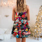 Santa Guitar Music Holiday V-Neck Sleeveless Cami Dress For Beach Trips Parties And Relaxed Warm Weather Style