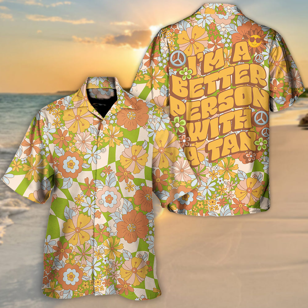 Beach I'M Tan Hawaiian Shirt For Island Vacations, Resort Wear, And Relaxed Seasonal Style