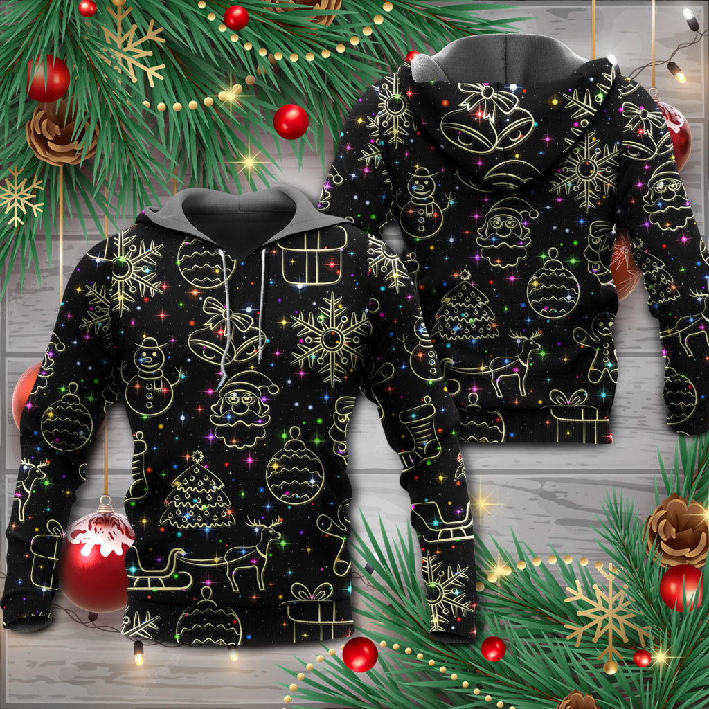 Neon Christmas Starry Night Hoodie For Festive Days Casual Adventures And Thoughtful Seasonal Gifting