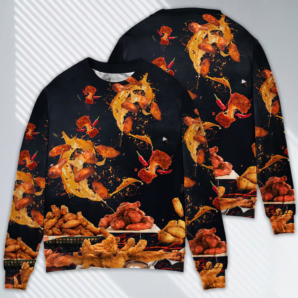 Chicken Wings Fast Food Delicious Sweater For Weekend Outings Parties And Thoughtful Gift Giving
