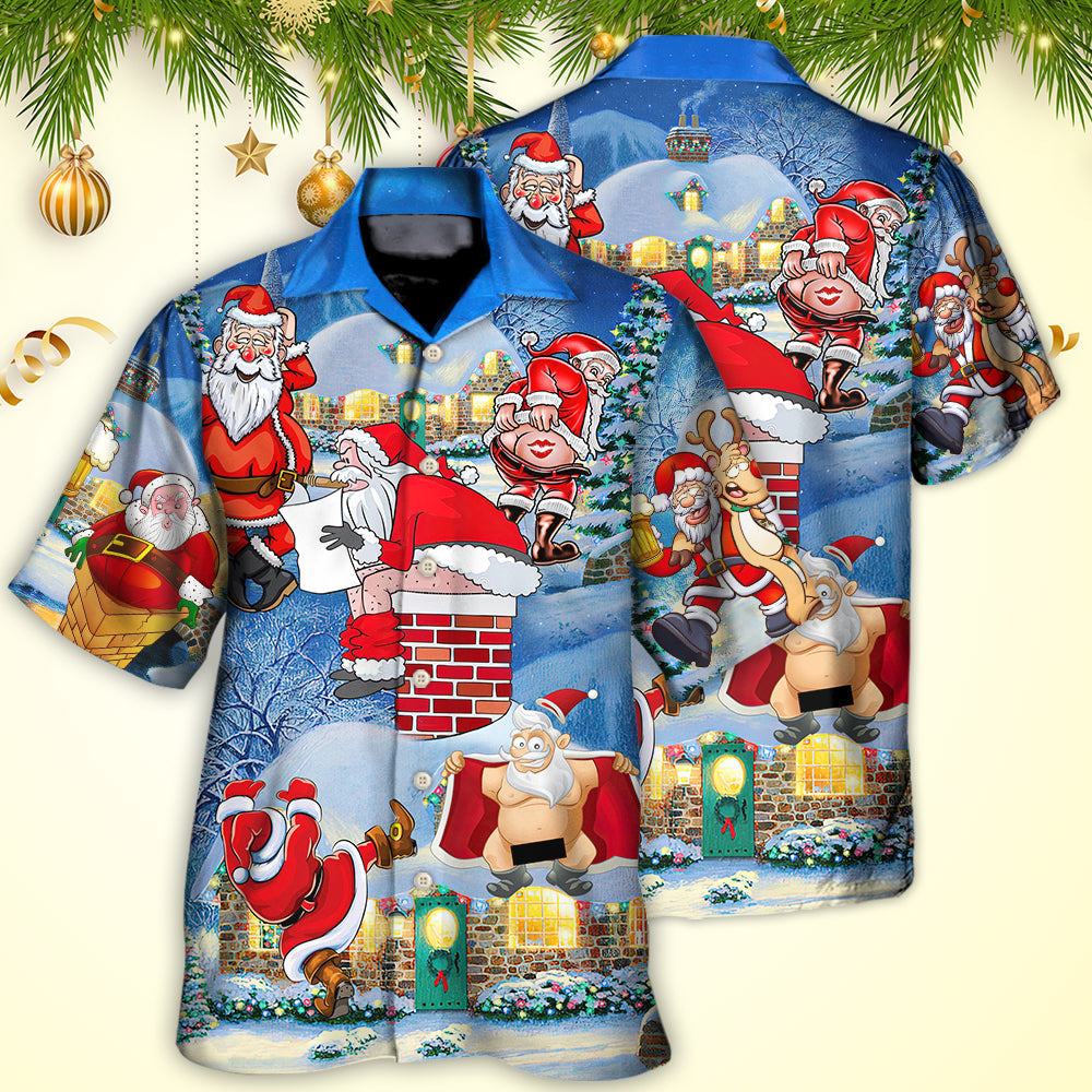 Christmas Santa Hawaiian Shirt Design View For Vacation Style