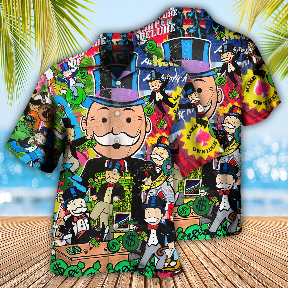 Happy Banker Raining Money Hawaiian Shirt Design View For Resort Travel And Thoughtful Gifting