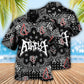 Black White Atheist Paisley Hawaiian Shirt Pattern View For Relaxed Warm Weather Outfits