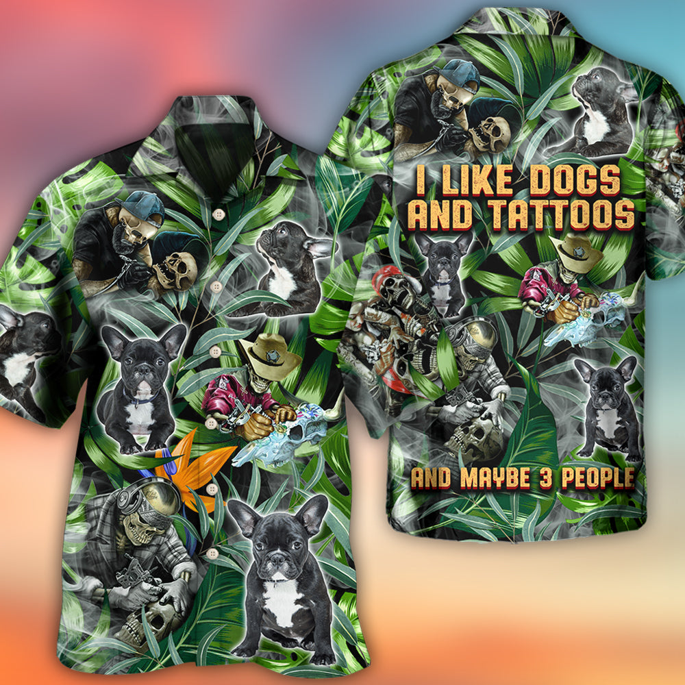 Tropical Skull French Bulldog Tatoo Smoke Hawaiian Shirt For Summer Events And Casual Outdoor Wear