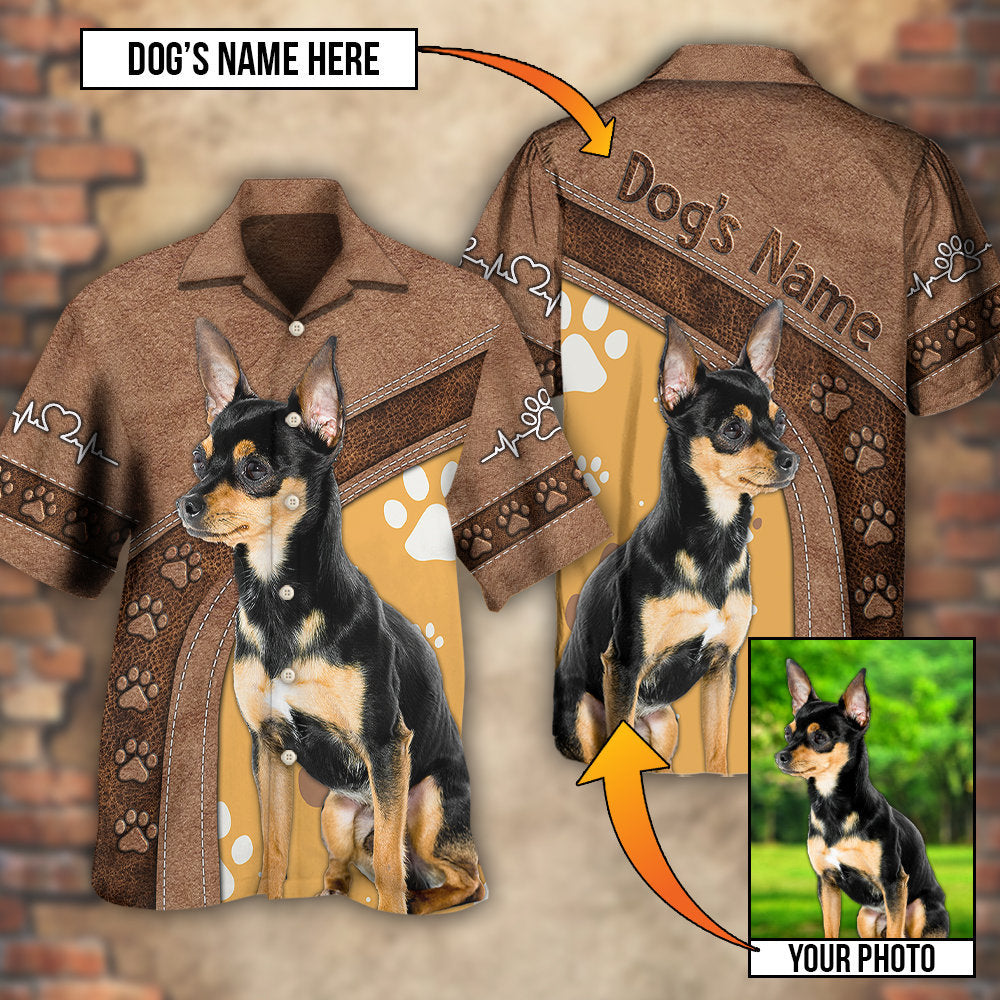 Brown Classic Dog Paw Custom Photo Personalized Hawaiian Shirt Design Detail For Sunny Adventures And Casual Wear