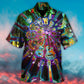 Bohemian Funny Colorful Guitar Music Hawaiian Shirt Design Detail For Beach Days And Holiday Travel